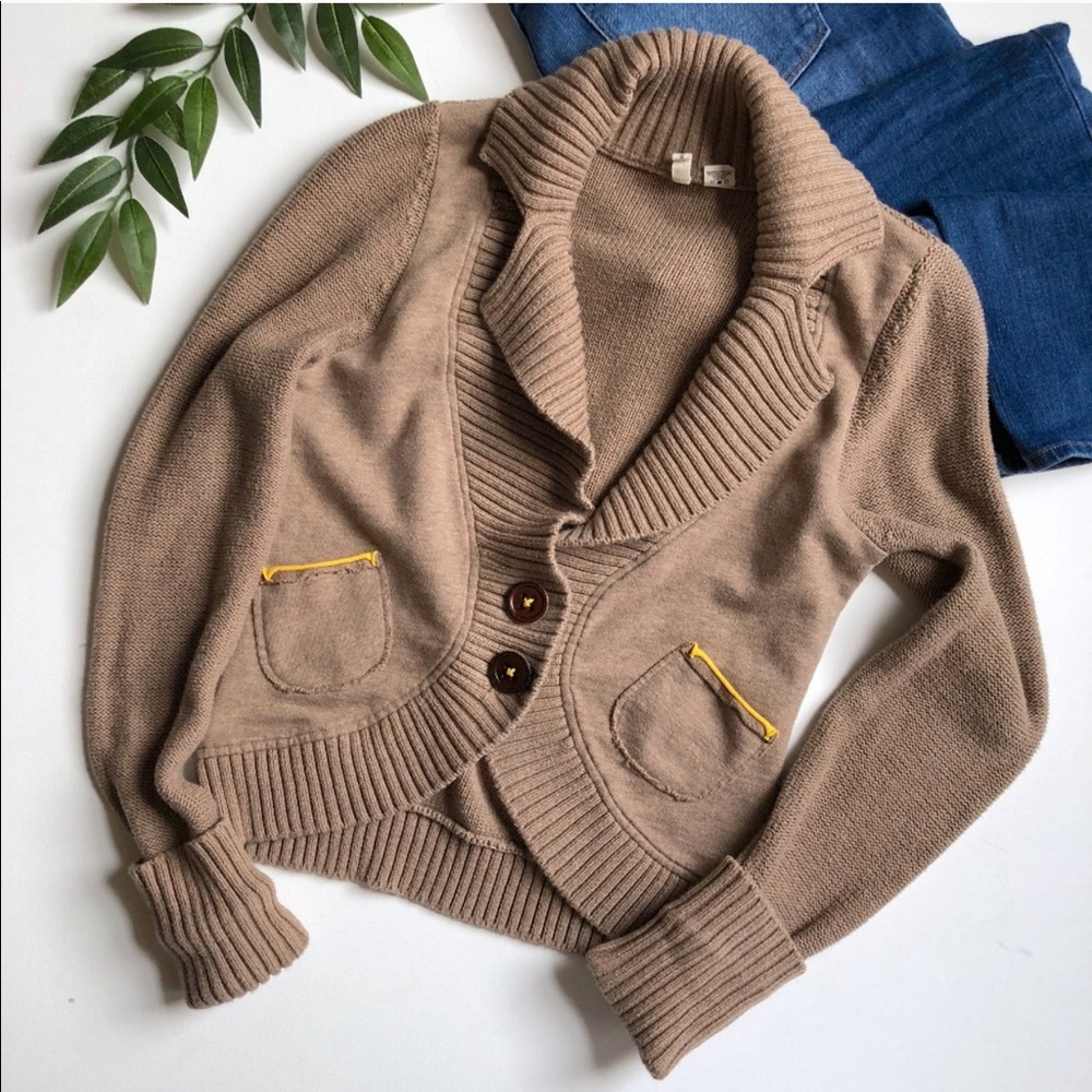 Anthropologie Moth Tan Cardigan Sweater